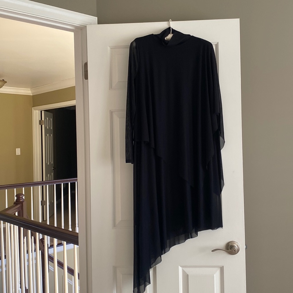 tulle layered mock neck dress